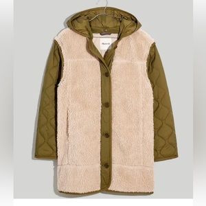 NWT Madewell $288 Convertible Quilted Faux Shearling Jacket Size XS  NG662